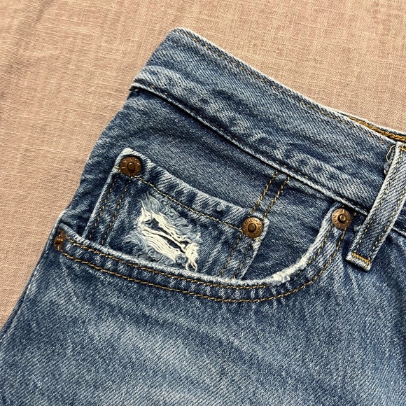 Levi's 501 Blue Jean Shorts Distressed Cut-Off Style Women’s 28 Button fly - Picture 4 of 8